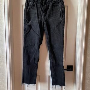 Old Navy Black Distressed Straight Leg Jeans